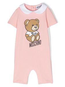 Moschino Kids barboteuse en coton à logo imprimé - Rose