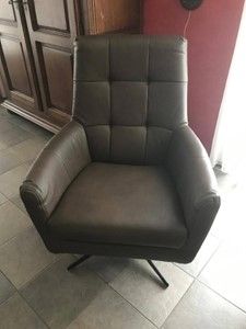 Leren draaifauteuil volledig gestoffeerd - met hoge rug en stervoet - bruin leer - Echt leer, Modern, ontdek de vele Leersoorten en Kleuren bij ShopX