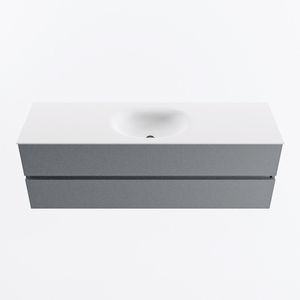 MONDIAZ VICA 150cm badmeubel onderkast Plata 2 lades. Wastafel MOON midden 1 kraangat, kleur Talc.