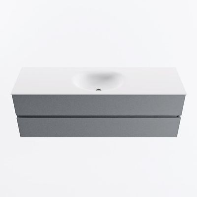 MONDIAZ VICA 150cm badmeubel onderkast Plata 2 lades. Wastafel MOON midden 1 kraangat, kleur Talc.