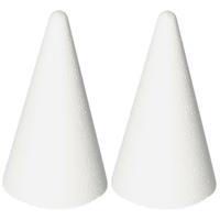 Piepschuim kegel - 2x - wit - H12 cm - styropor vormen - Hobby/diy - knutselmateriaal