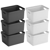 Opbergboxen/opbergmanden - 8x stuks - 32 liter - kunststof - 45 x 35 x 24 cm - zwart/wit