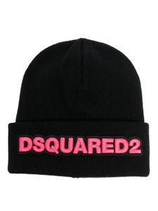 DSQUARED2 bonnet en laine à logo appliqué - Noir