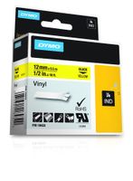 Dymo IND vinyllabels 12mm x 5,5m printlint 18432, Zwart op geel - thumbnail