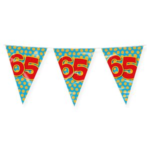 Verjaardag 65 jaar thema Vlaggetjes - Feestversiering - 10m - Folie - Dubbelzijdig