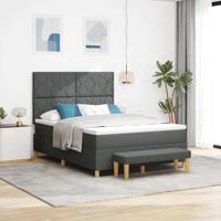 Boxspring Bed met Matras & Bank Donkergrijs 140x200 cm Stof