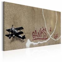 Schilderij - Banksy - Love Plane,  wanddecoratie , premium print op canvas - thumbnail