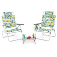 Strandstoelen met Tafel Opvouwbare Campingstoelen met Verstelbare Rugleuning Opvouwstoelen Groen