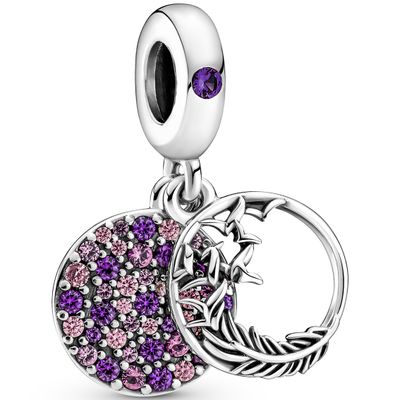 Pandora 799561C01 Hangbedel Pave Feather zilver-zirconia-kristal roze-paars(Retired)