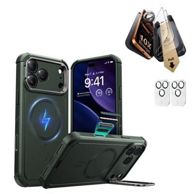 iPhone 17 Pro Max Bundle Cyber Tough Magnetic Case (Camera Control, Stash Stand) and Armorite Pro Screen Protector - Olive Green iPhone 17 Pro Max Bundle Cyber Tough Magnetic Case (Camera Control, Stash Stand) and Armorite Pro Screen Protector - Olive Green