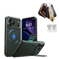 iPhone 17 Pro Max Bundle Cyber Tough Magnetic Case (Camera Control, Stash Stand) and Armorite Pro Screen Protector - Olive Green