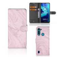 Motorola G8 Power Lite Bookcase Marble Pink - Origineel Cadeau Vriendin - thumbnail