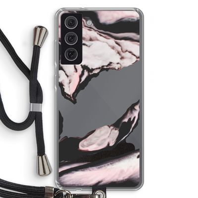 Roze stroom: Samsung Galaxy S21 FE Transparant Hoesje met koord