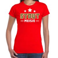 Verkleed t-shirt voor dames - Stout meisje - rood - carnaval/themafeest - thumbnail