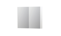INK SPK2 spiegelkast met 2 dubbelzijdige spiegeldeuren, 2 verstelbare glazen planchetten, stopcontact en schakelaar 90 x 14 x 73 cm, mat wit