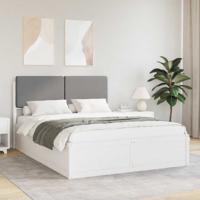 Bedframe met Gevoerd Hoofdgedeelte Lichtgrijs 160 x 200 cm