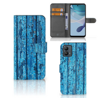 Motorola Moto G53 Book Style Case Wood Blue - thumbnail
