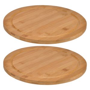 Set van 2x stuks bamboe broodplank/serveerplank/snijplank rond 25 cm