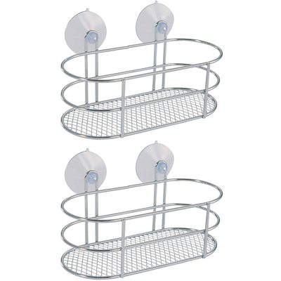 Doucherekje/badkamerrekje - 2x - zilver - 20 x 10 cm - metaal