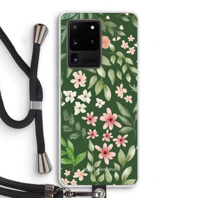 Botanical green sweet flower heaven: Samsung Galaxy S20 Ultra Transparant Hoesje met koord