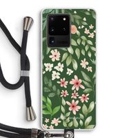 Botanical green sweet flower heaven: Samsung Galaxy S20 Ultra Transparant Hoesje met koord