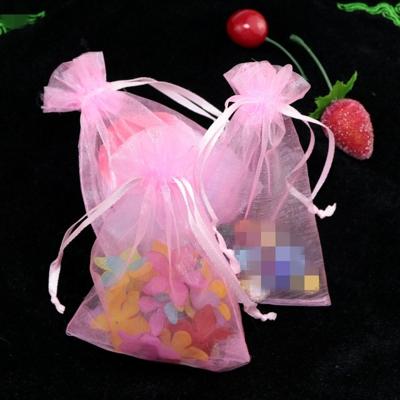 100 stuks organza geschenk zakken sieraden verpakking tas bruiloft feestdecoratie grootte: 7x9cm (D9 roze)