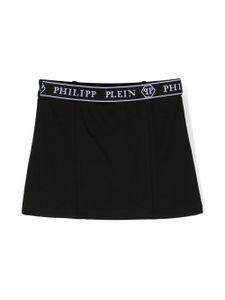 Philipp Plein Junior minijupe à taille logo - Noir