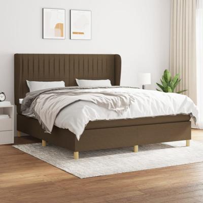 Boxspring met matras stof donkerbruin 180x200 cm