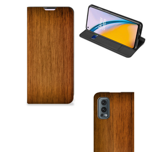 OnePlus Nord 2 5G Book Wallet Case Donker Hout