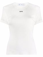 Off-White t-shirt côtelé à logo imprimé - Blanc
