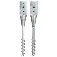 VidaXL Grondpinnen 2 st 10x10x57 cm gegalvaniseerd staal zilverkleurig