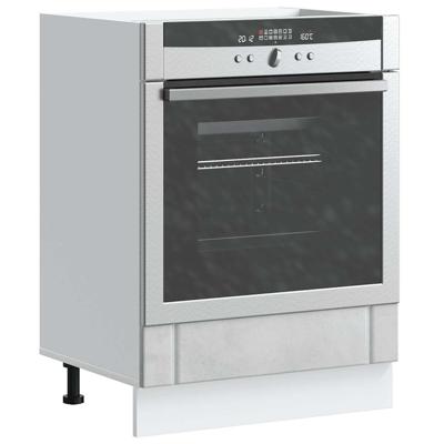 Ovenkast Lucca bewerkt hout betongrijs