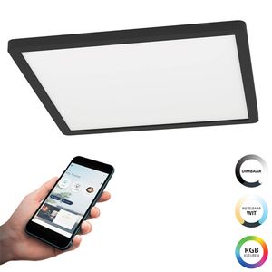 EGLO connect.z Rovito-Z Smart Plafondlamp - 29,5 cm - Zwart/Wit - Instelbaar RGB & wit licht - Dimbaar - Zigbee