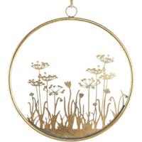 Wanddecoratie Flowers ring metaal goudkleurig 41 cm | 12 stuks