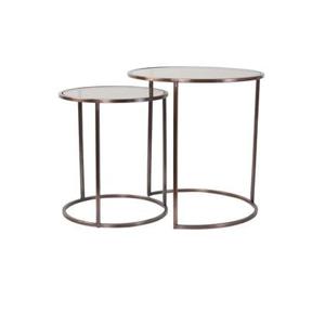 Light&living Bijzettafel S|2 Ø40x45+Ø50x52 cm DUARTE gls bruin+ant...