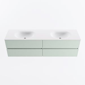 MONDIAZ VICA 170cm badmeubel onderkast Greey 4 lades. Wastafel MOON dubbel 2 kraangaten, kleur Talc.