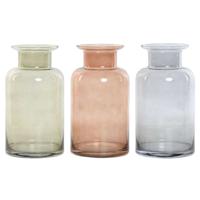 Vaas Home ESPRIT Blauw Groen Amber Kristal 14,5 x 14,5 x 26,5 cm (3 Stuks)