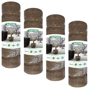 Plantenhoes jute - 5x stuks - H100 x D75 cm - naturel - wintermotief - anti-vorst beschermhoes