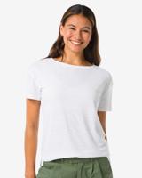 HEMA Dames T-shirt Evie Met Linnen Wit (wit)