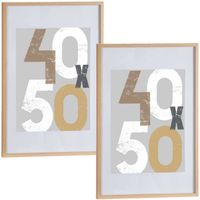 2x stuks houten fotolijst bruin geschikt voor een foto van 40 x 50 cm of 50 x 70 cm - Fotolijsten