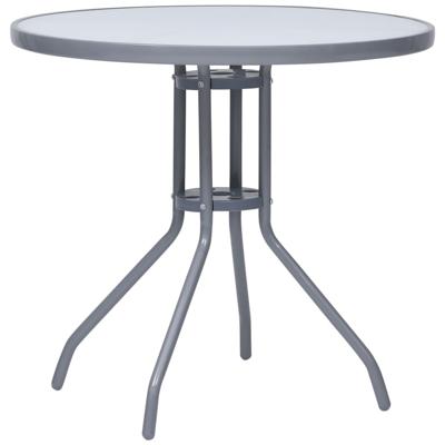 Tuintafel 80 cm staal en glas lichtgrijs