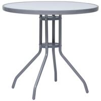 Tuintafel 80 cm staal en glas lichtgrijs
