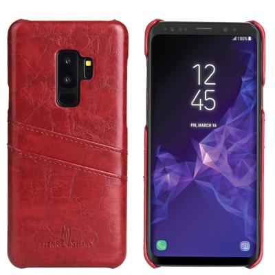 Fierre Shann retro olie Wax textuur PU lederen draagtas voor Galaxy S9 PLUS, met kaartsleuven (rood)
