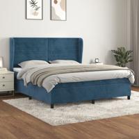 Boxspring met matras fluweel donkerblauw 180x200 cm