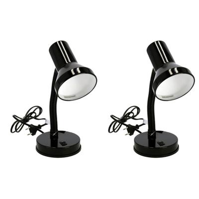 Gerimport Bureaulamp - 2x stuks - zwart - 13 x 10 x 30 cm - Buigbare leeslampen/ tafellampen