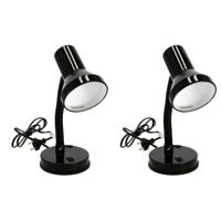 Gerimport Bureaulamp - 2x stuks - zwart - 13 x 10 x 30 cm - Buigbare leeslampen/ tafellampen