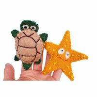 Vingerpoppen Zeester en Schildpad (Set van 2) - thumbnail