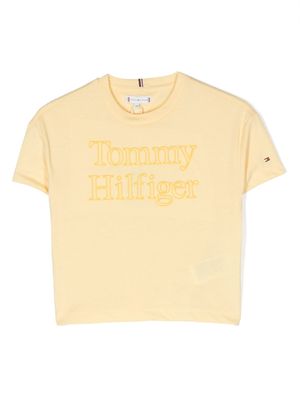 Tommy Hilfiger Junior t-shirt à logo brodé - Jaune