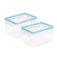 5Five Vershoudbakje met deksel - 2x - kunststof - luchtdicht - 14 x 10 x 8 cm - 730 ml