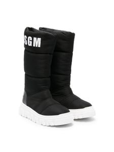 MSGM Kids bottes à logo imprimé - Noir